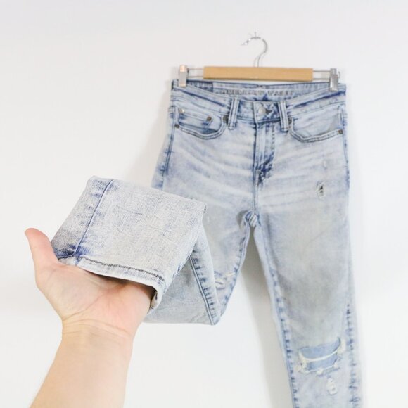 *American Eagle Outfitters Airflex360 Stone Wash Faux Ripped Skinny Jeans - Picture 1 of 6